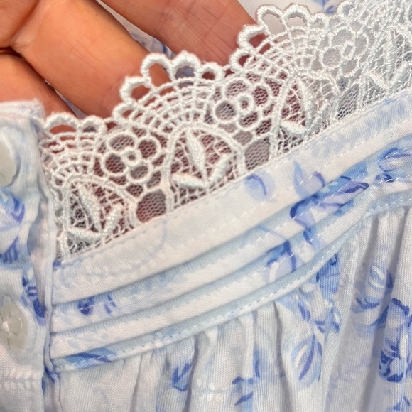 Eileen West Floral Lightweight Night Gown Sz S Romantic Cottagecore Prairie Lace - Picture 9 of 16